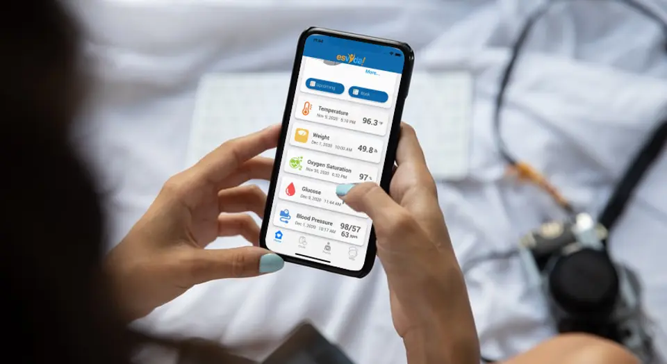 Hypertension app mobile app with RPM remote patient monitoring device blood pressure chronic care management hipertensión y monitoreo remoto de pacientes aplicacion movil